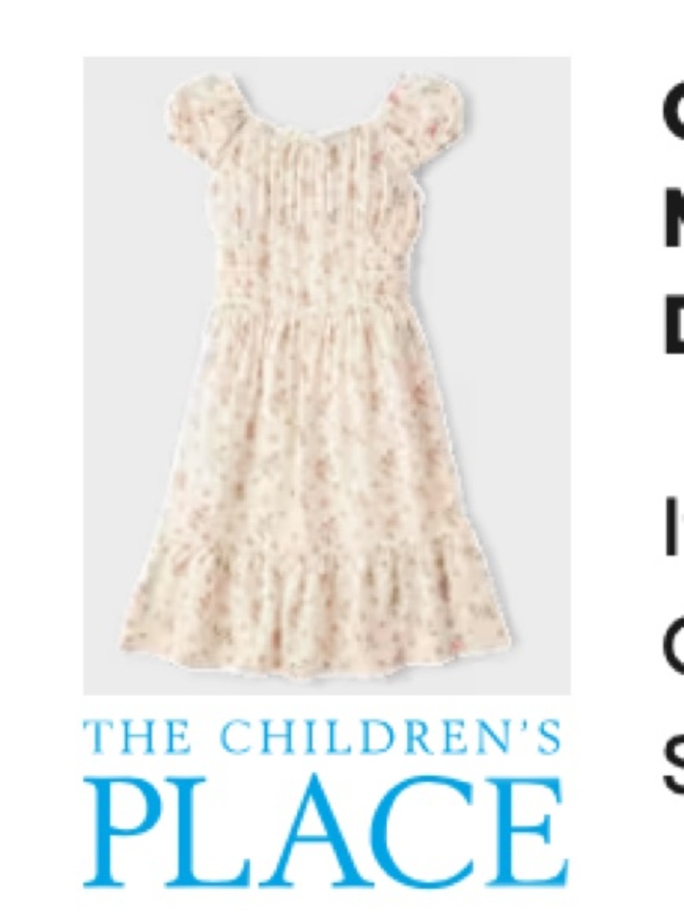 The Children's Place Cream Floral Ruffle Midi Dress